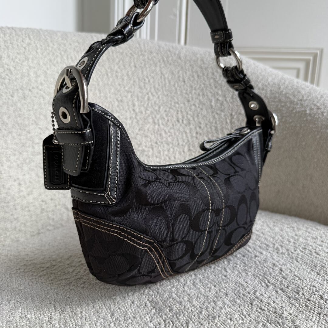 Coach Signature Black Croissant Shoulder Bag