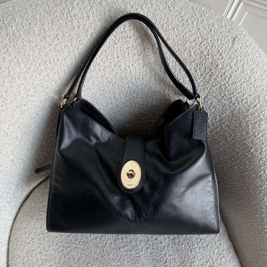 Coach Madison Carlyle Black Leather Shoulder Bag