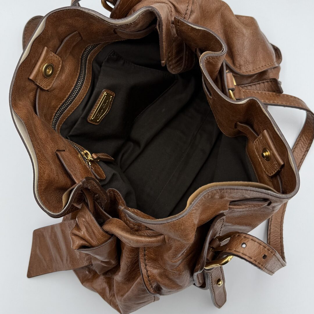 Miu Miu Vitello Leather Brown Tote Bag