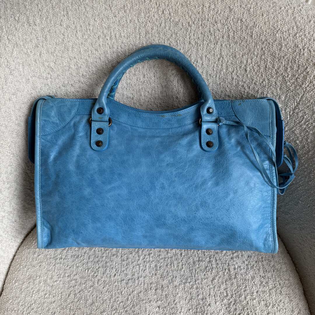 2008 Balenciaga The City Leather Blue Handbag