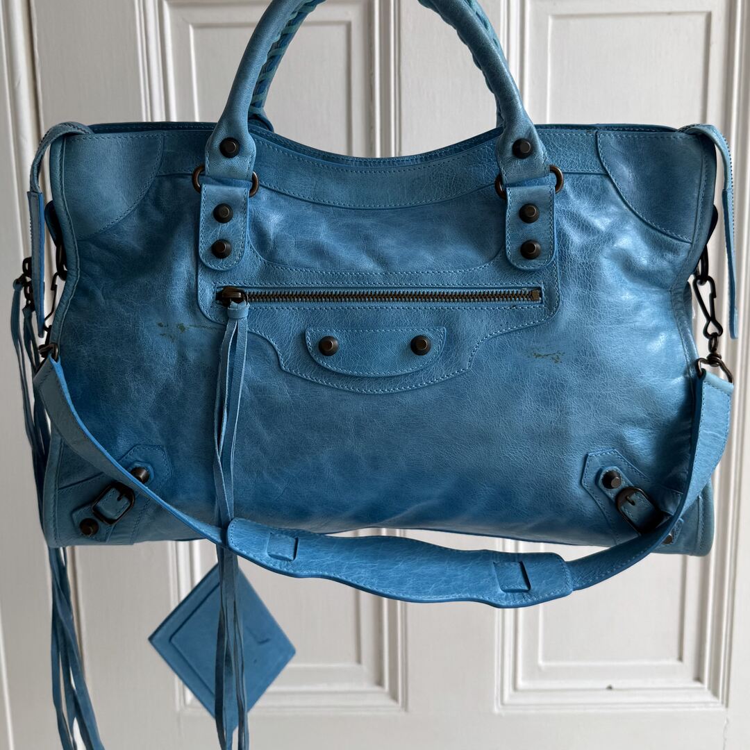 2008 Balenciaga The City Leather Blue Handbag