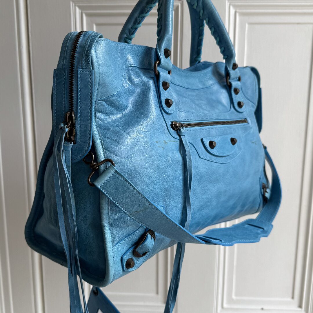 2008 Balenciaga The City Leather Blue Handbag