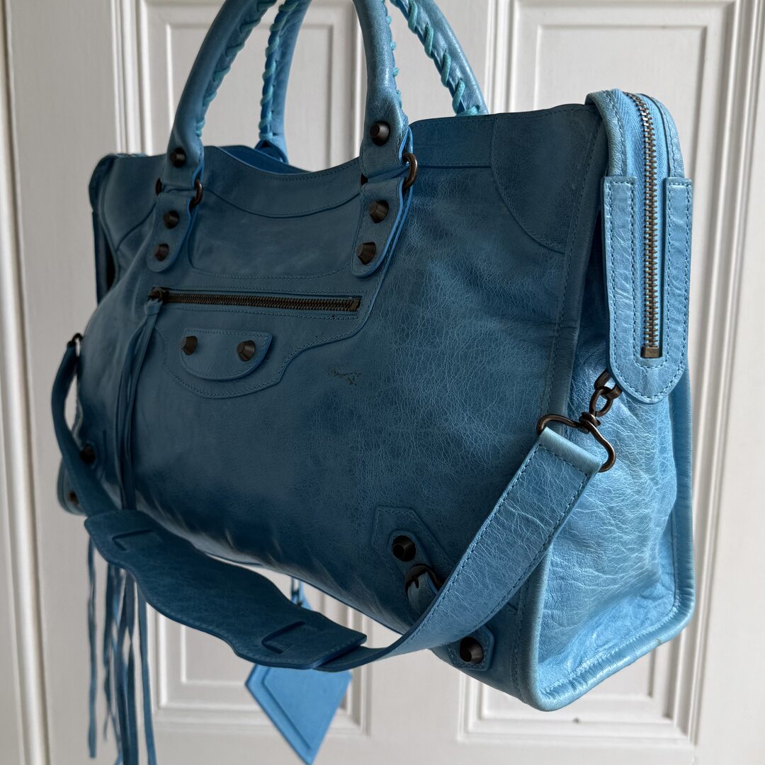 2008 Balenciaga The City Leather Blue Handbag