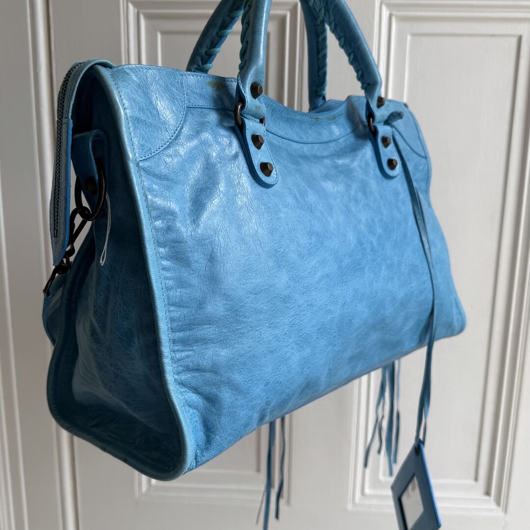 2008 Balenciaga The City Leather Blue Handbag