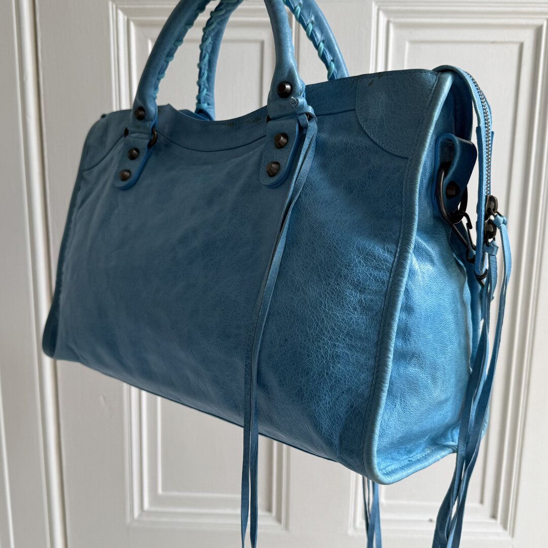 2008 Balenciaga The City Leather Blue Handbag