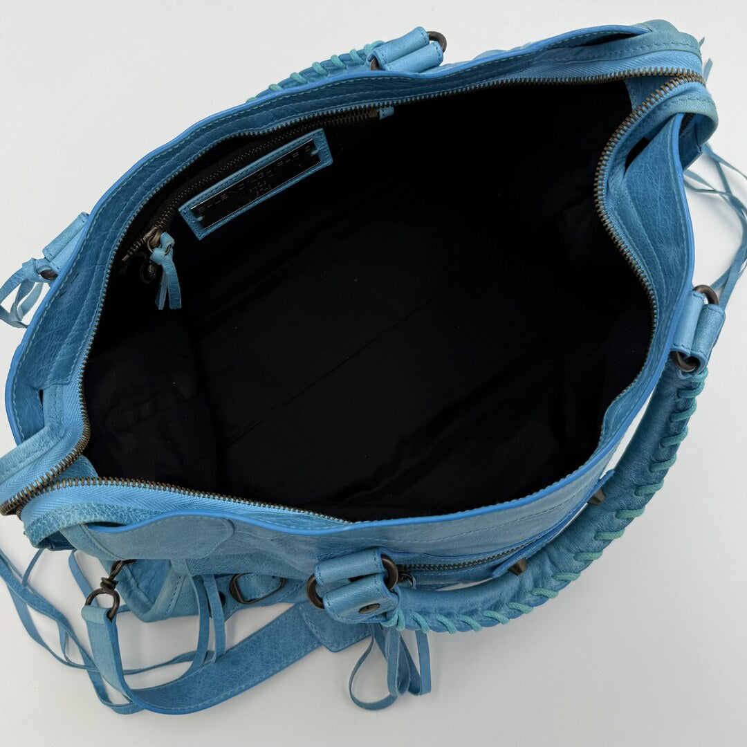 2008 Balenciaga The City Leather Blue Handbag