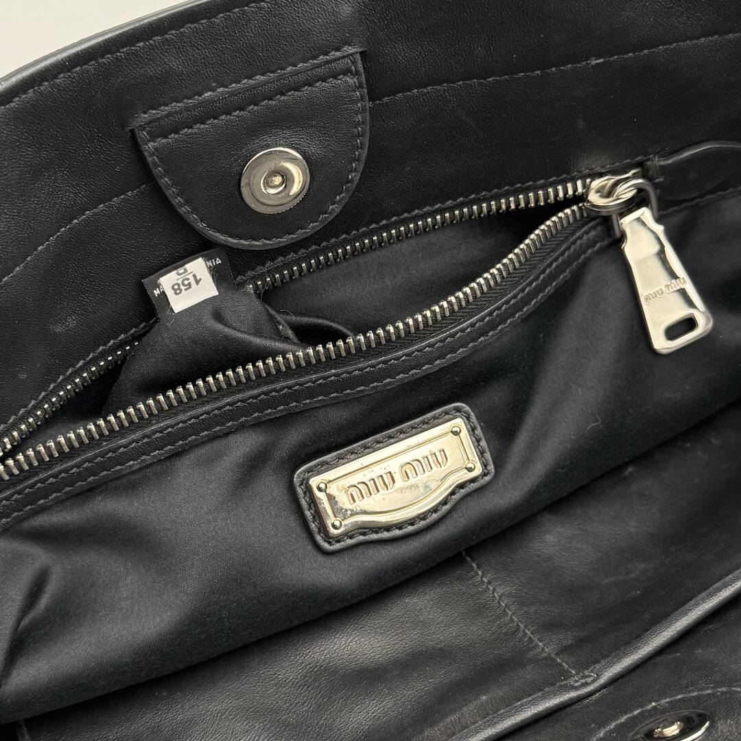 Miu Miu Vitello Black Leather Tote Bag