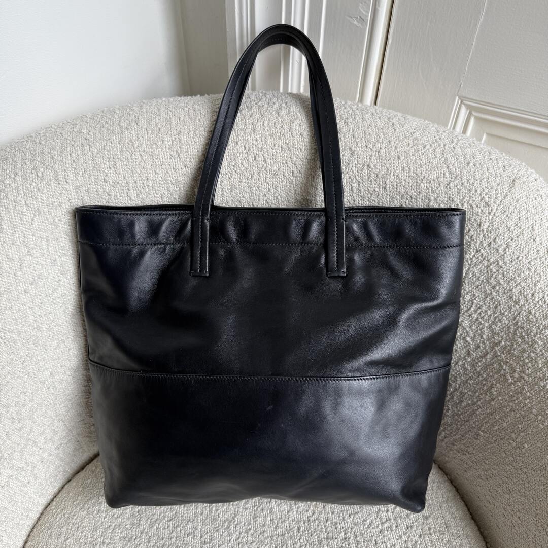 Miu Miu Vitello Black Leather Tote Bag