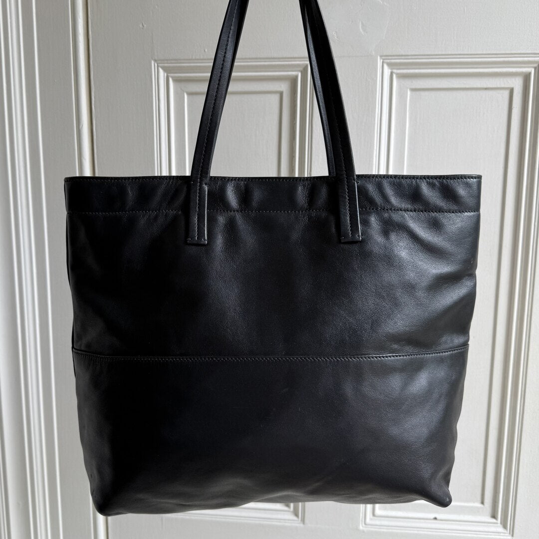 Miu Miu Vitello Black Leather Tote Bag
