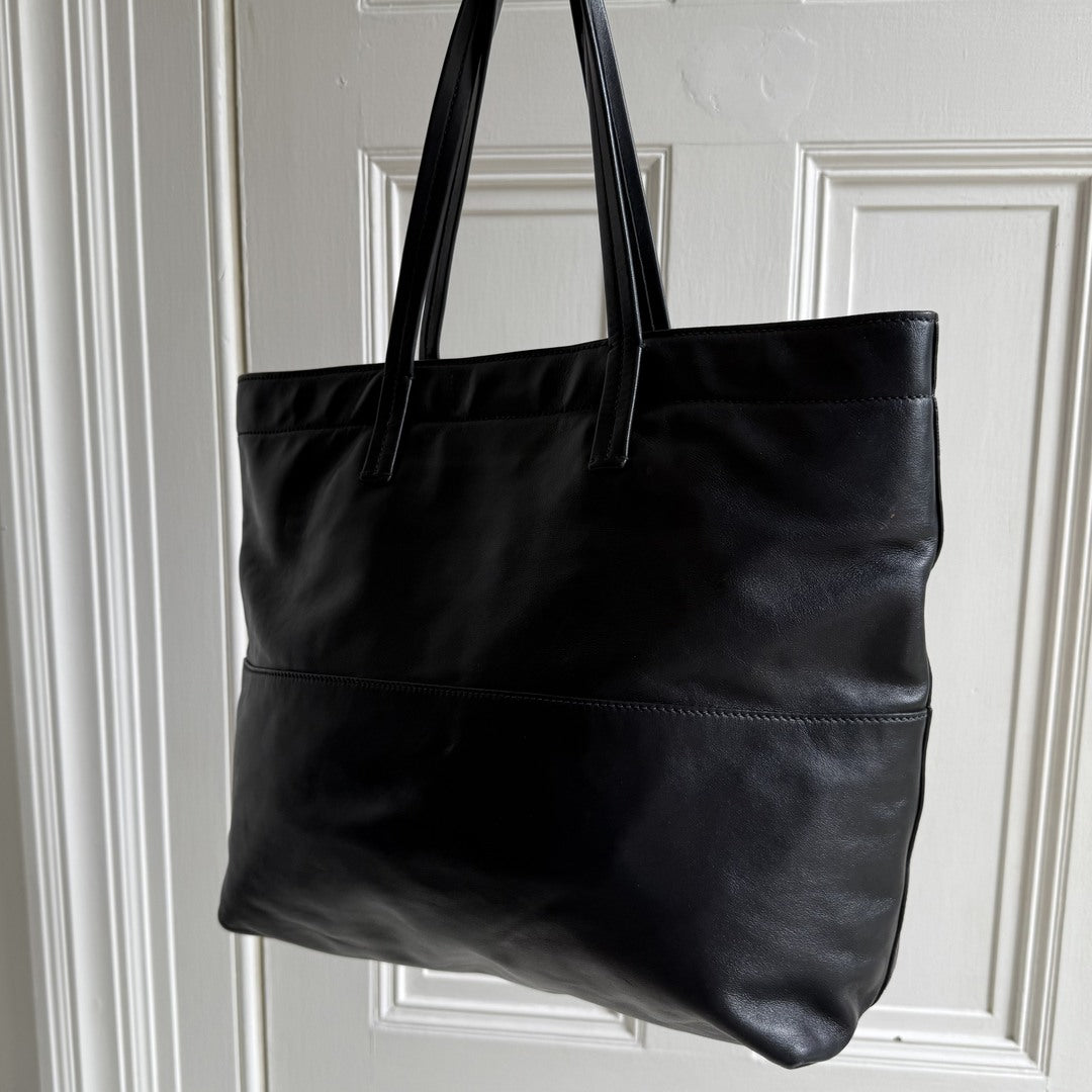 Miu Miu Vitello Black Leather Tote Bag