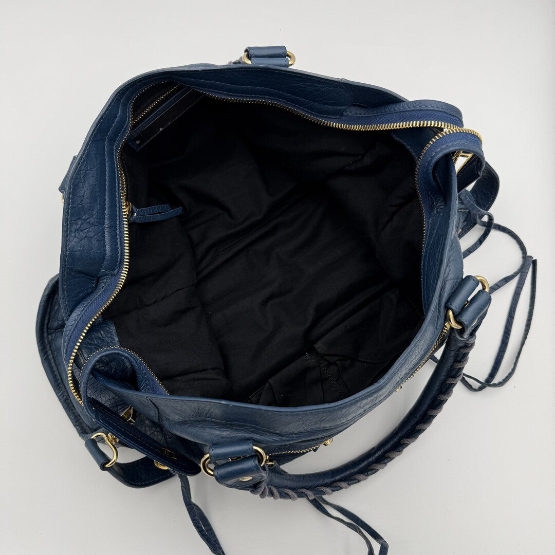 2017 Balenciaga The City Leather Blue Handbag