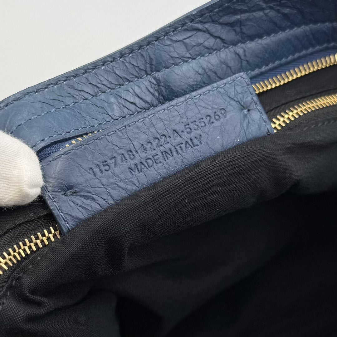 2017 Balenciaga The City Leather Blue Handbag