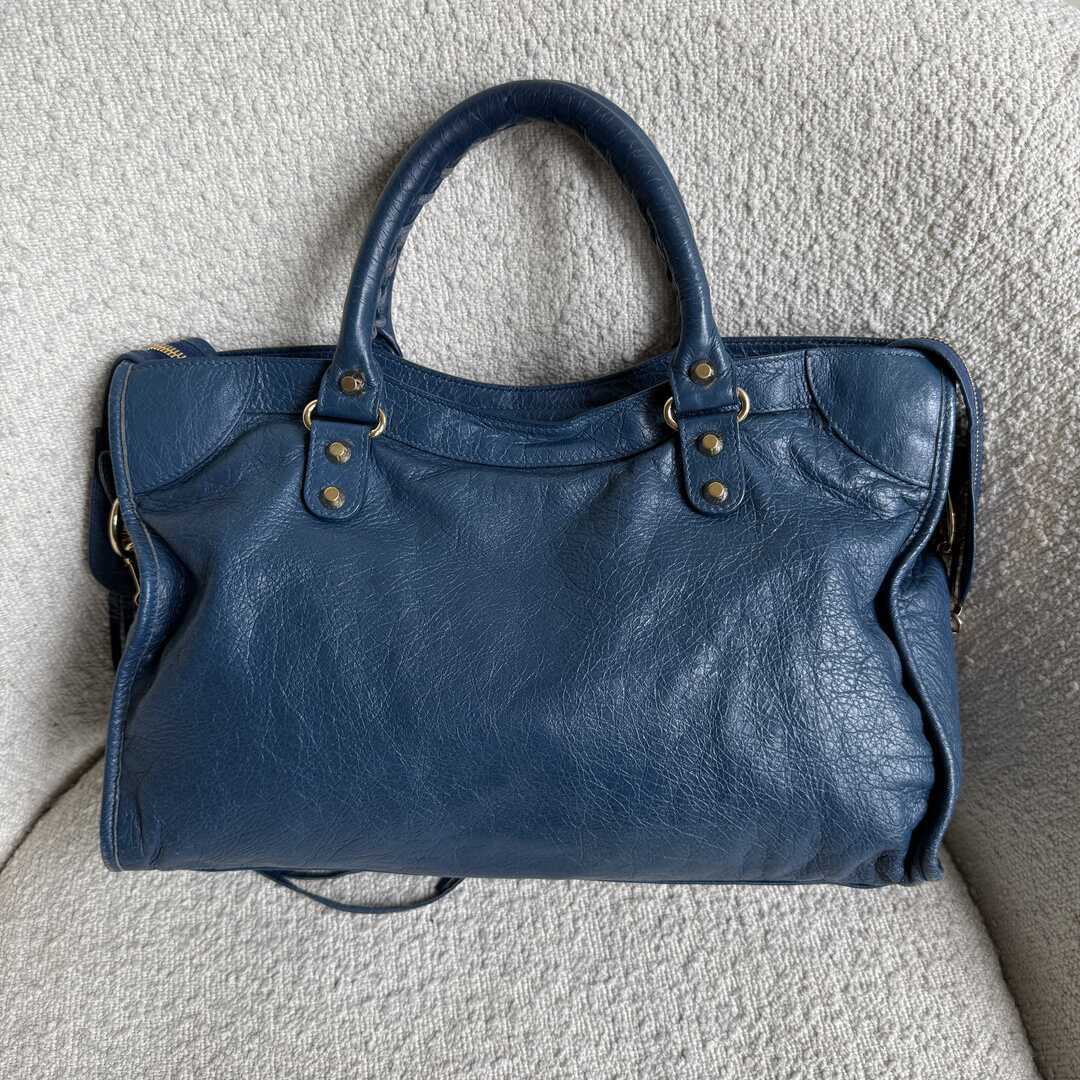 2017 Balenciaga The City Leather Blue Handbag