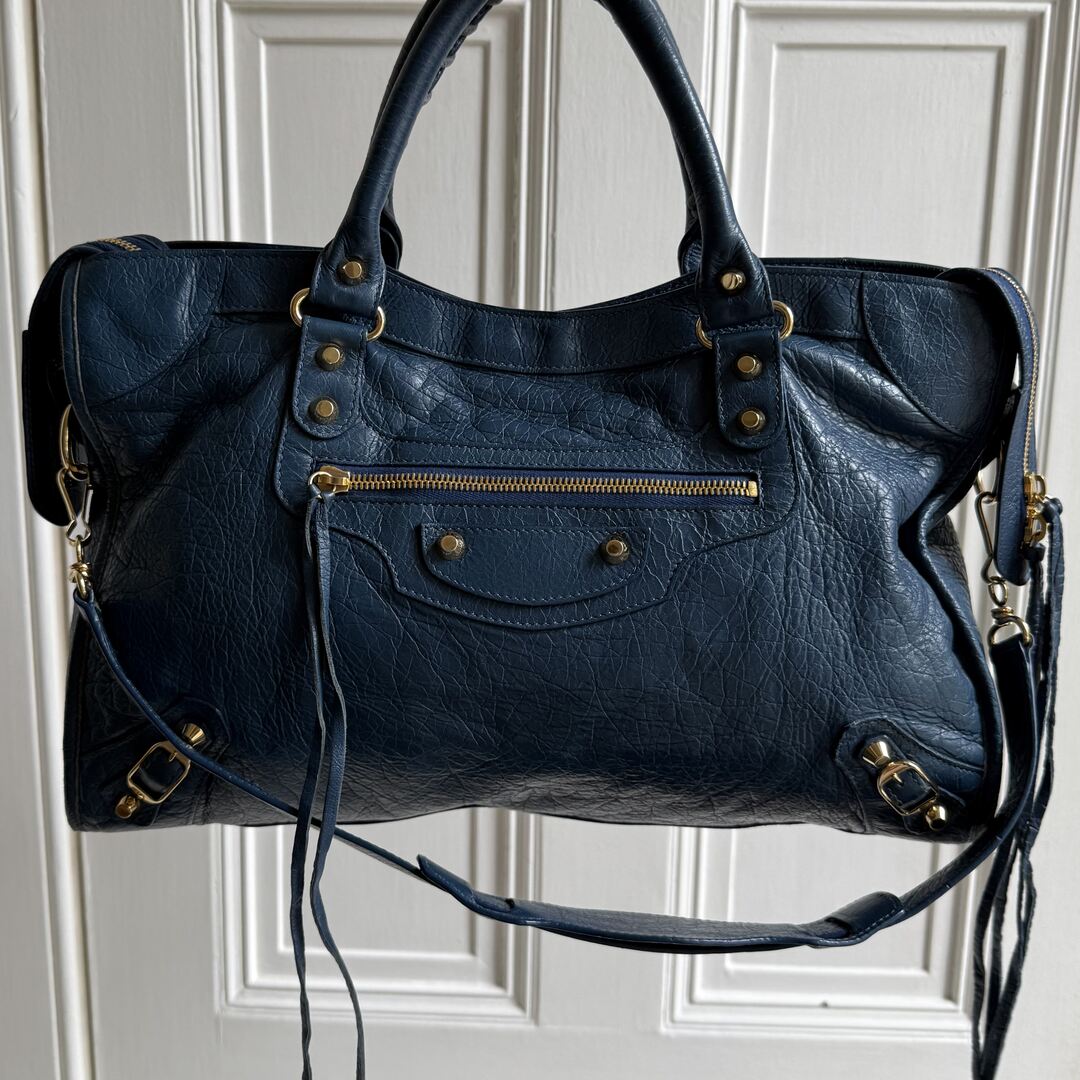 2017 Balenciaga The City Leather Blue Handbag