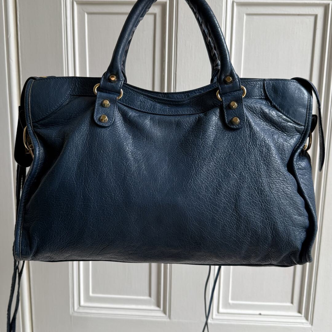 2017 Balenciaga The City Leather Blue Handbag