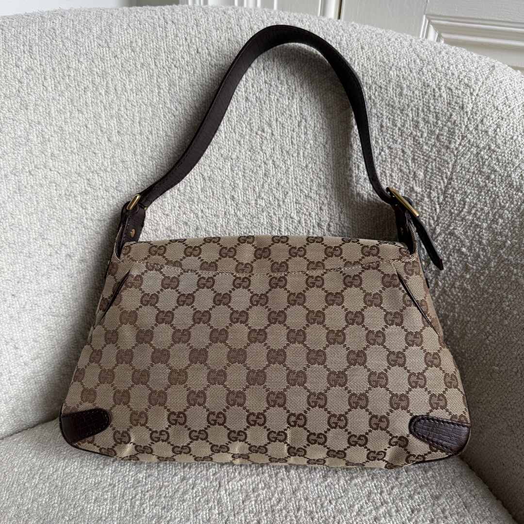 Gucci GG Canvas Horsebit Chain Brown Shoulder Bag