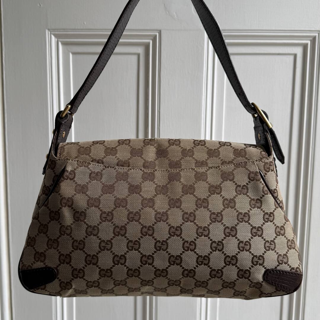 Gucci GG Canvas Horsebit Chain Brown Shoulder Bag