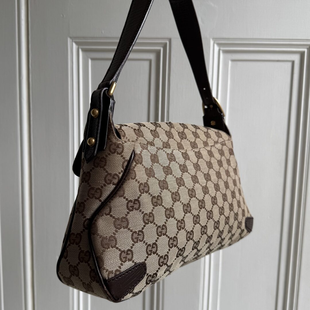 Gucci GG Canvas Horsebit Chain Brown Shoulder Bag