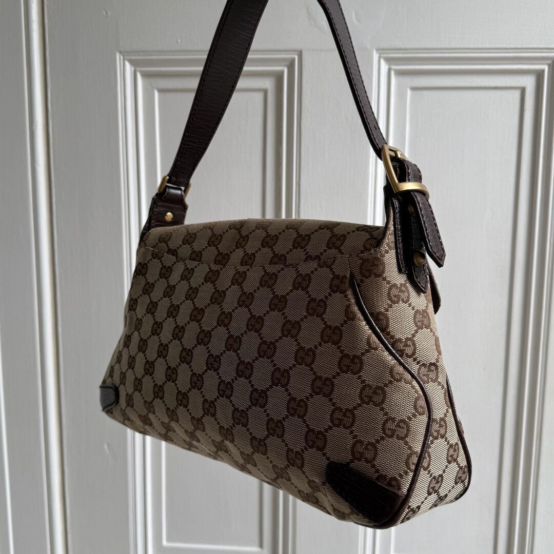 Gucci GG Canvas Horsebit Chain Brown Shoulder Bag
