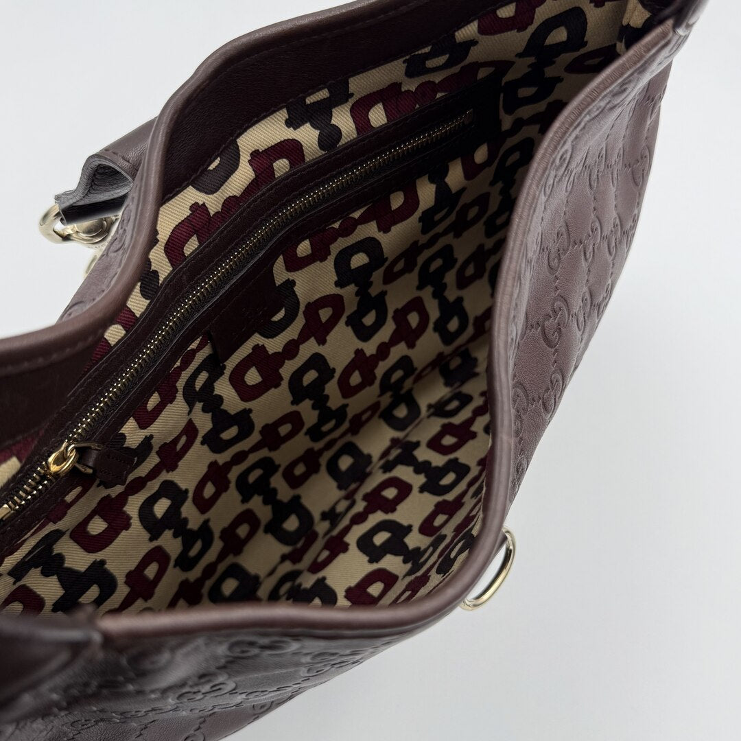 Gucci Guccissima Jackie Leather Brown Shoulder Bag