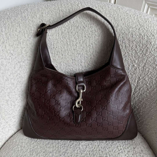 Gucci Guccissima Jackie Leather Brown Shoulder Bag