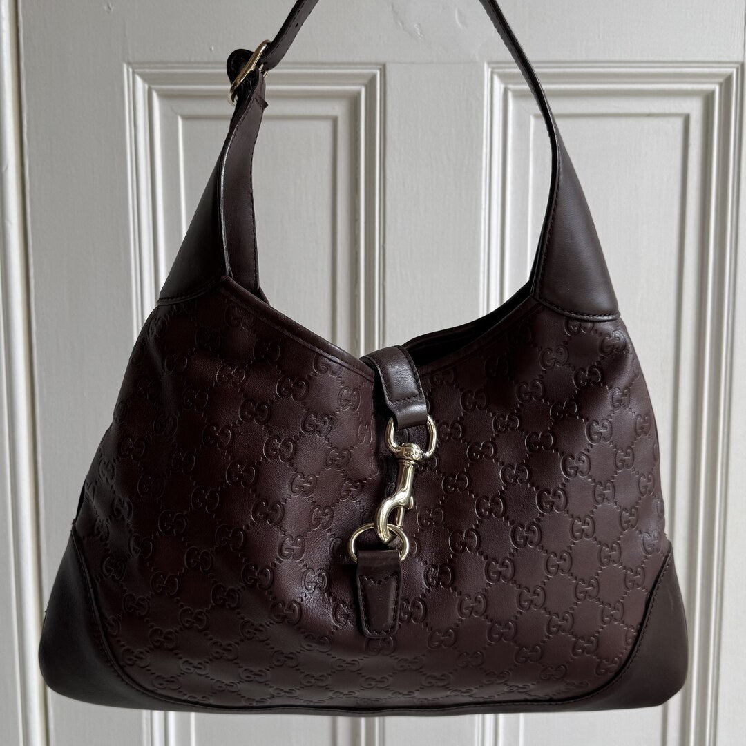 Gucci Guccissima Jackie Leather Brown Shoulder Bag