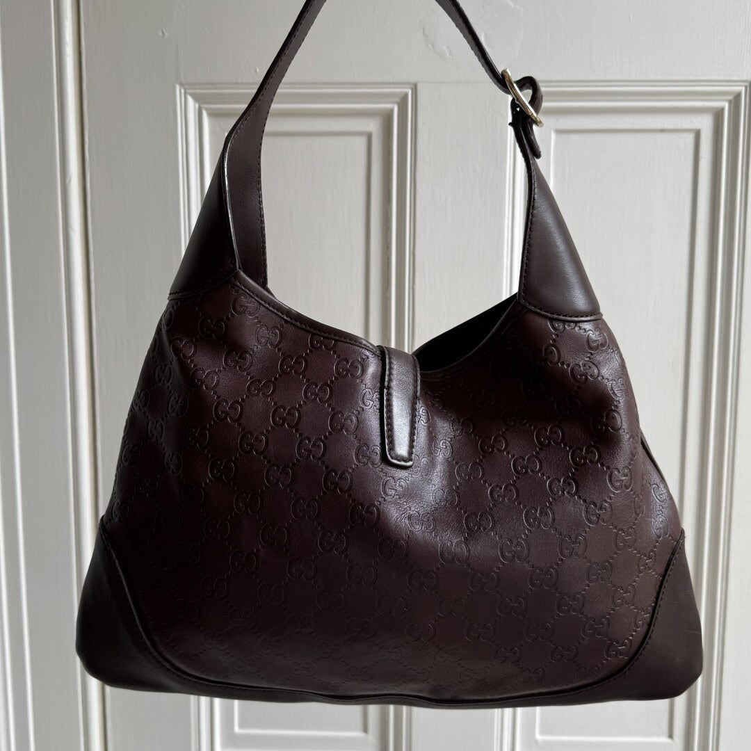 Gucci Guccissima Jackie Leather Brown Shoulder Bag