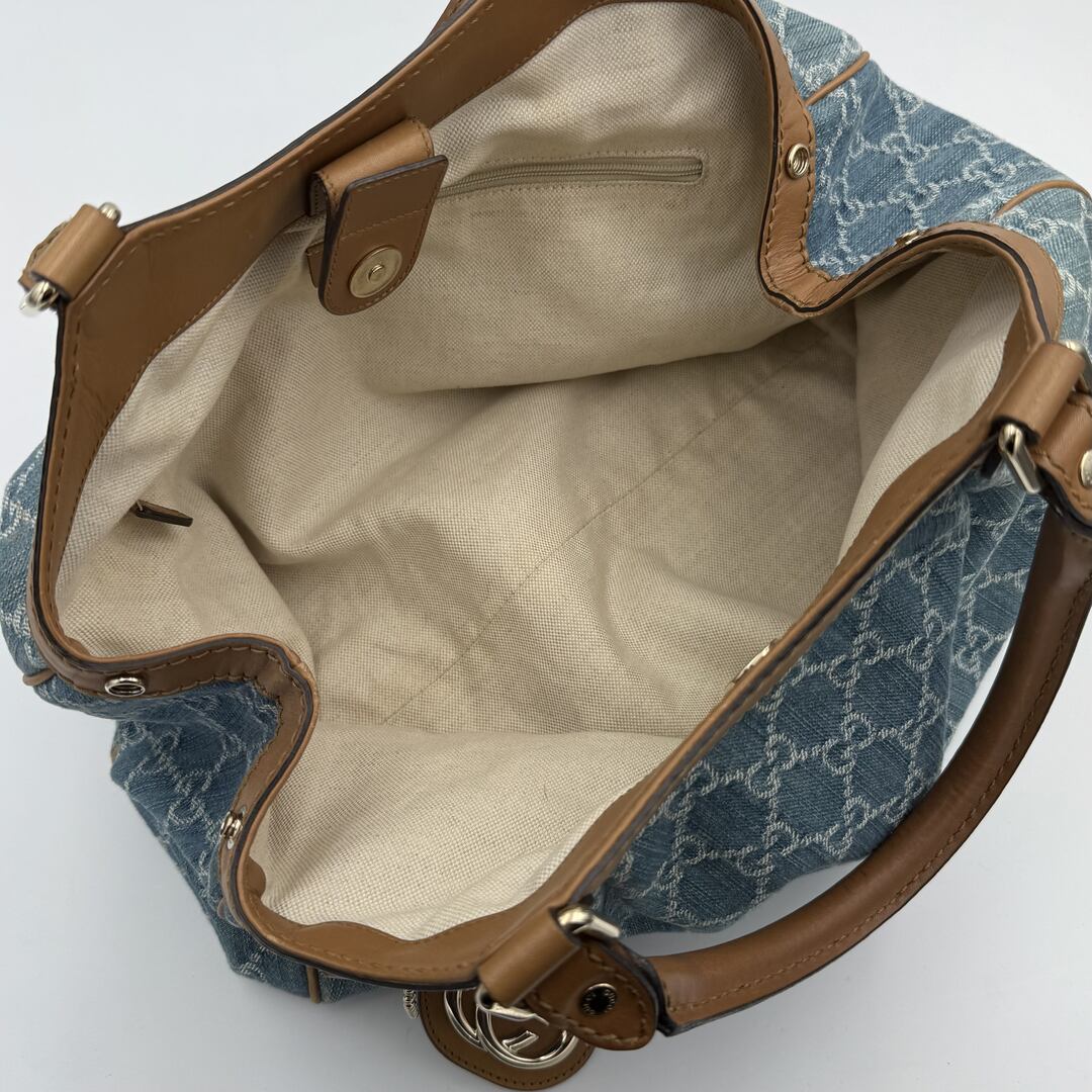 Gucci GG Denim Sukey Blue Tote Bag