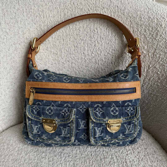 2006 Louis Vuitton Blue Denim Baggy PM Shoulder Bag