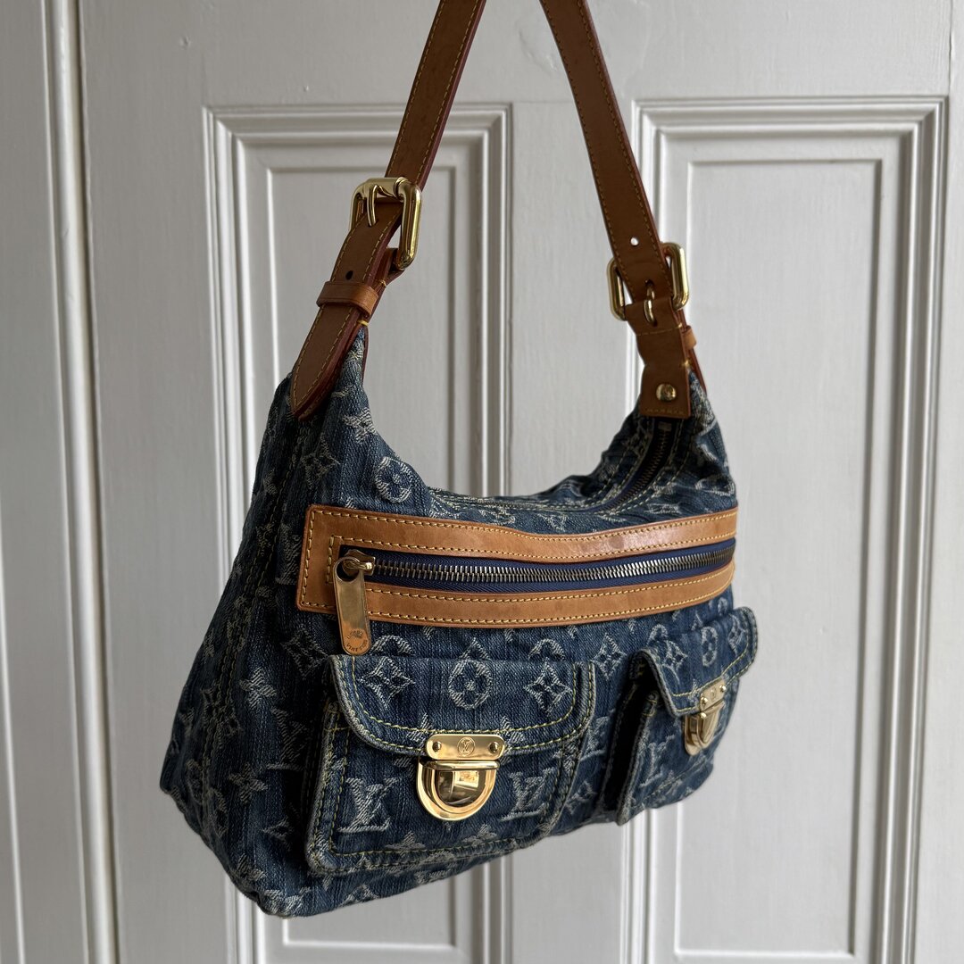 2006 Louis Vuitton Blue Denim Baggy PM Shoulder Bag