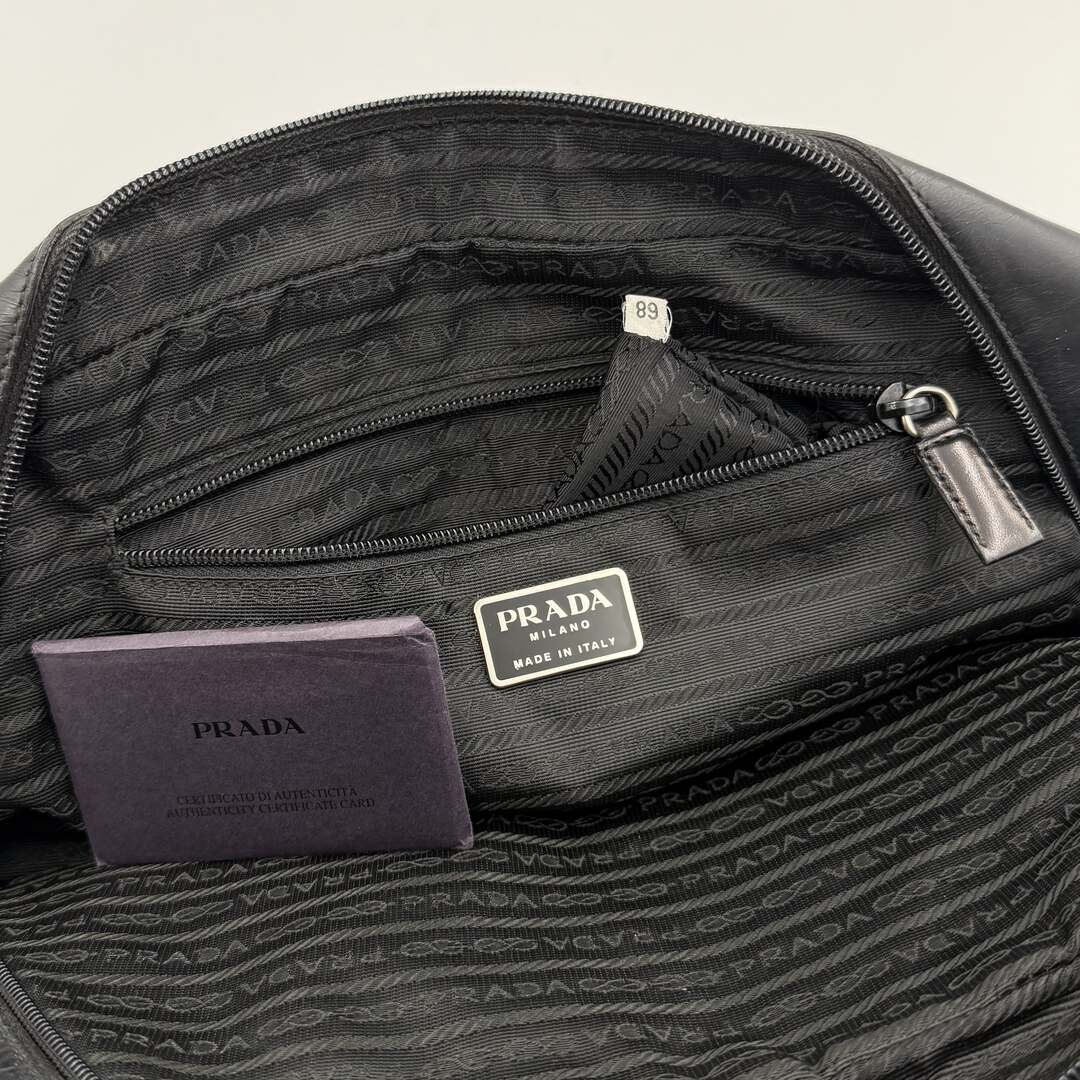 2000s Prada Vitello Bowling Black Leather Handbag