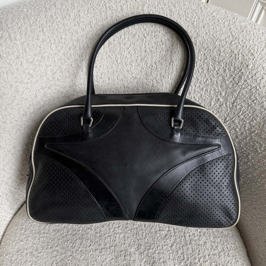 2000s Prada Vitello Bowling Black Leather Handbag