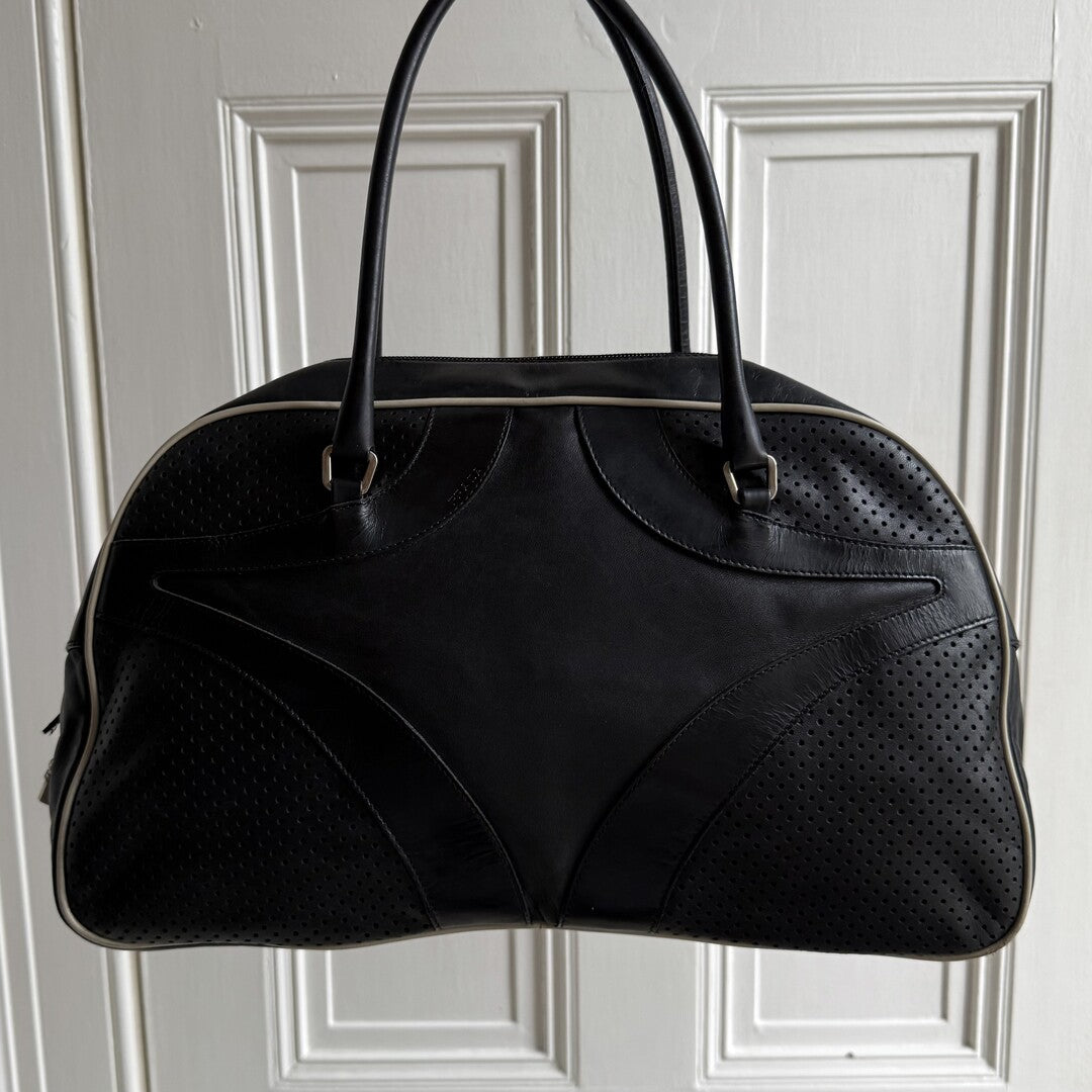2000s Prada Vitello Bowling Black Leather Handbag