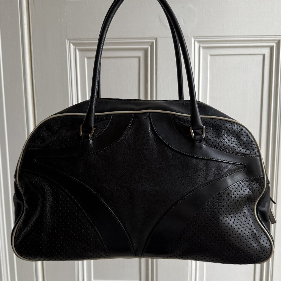 2000s Prada Vitello Bowling Black Leather Handbag