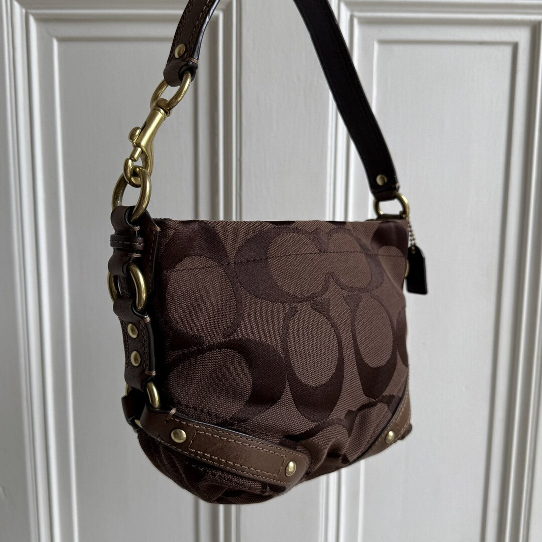 Coach Signature Studded Brown Mini Handbag