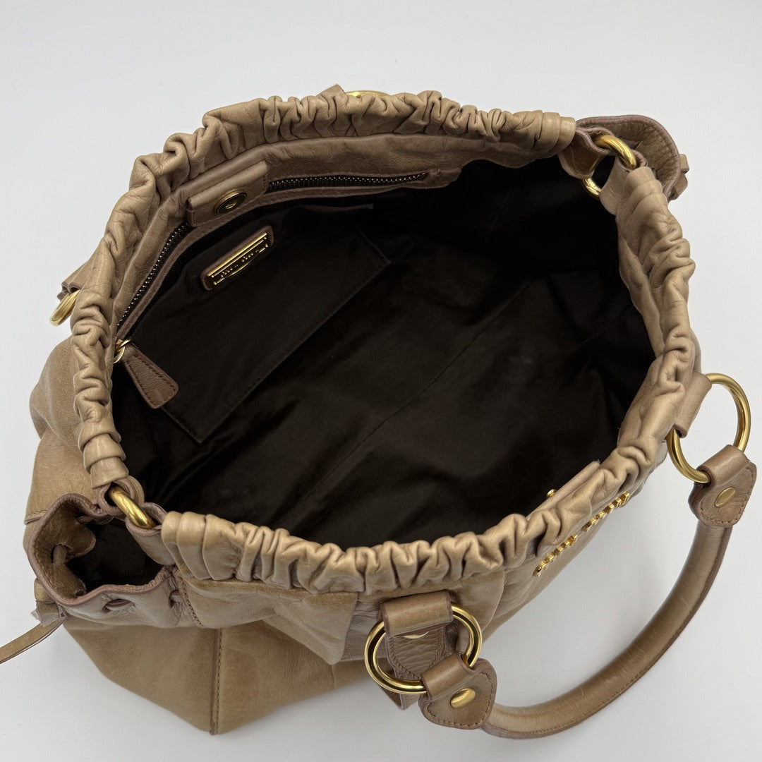 Miu Miu Vitello Beige Leather Handbag