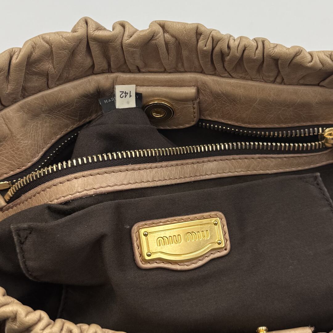 Miu Miu Vitello Beige Leather Handbag