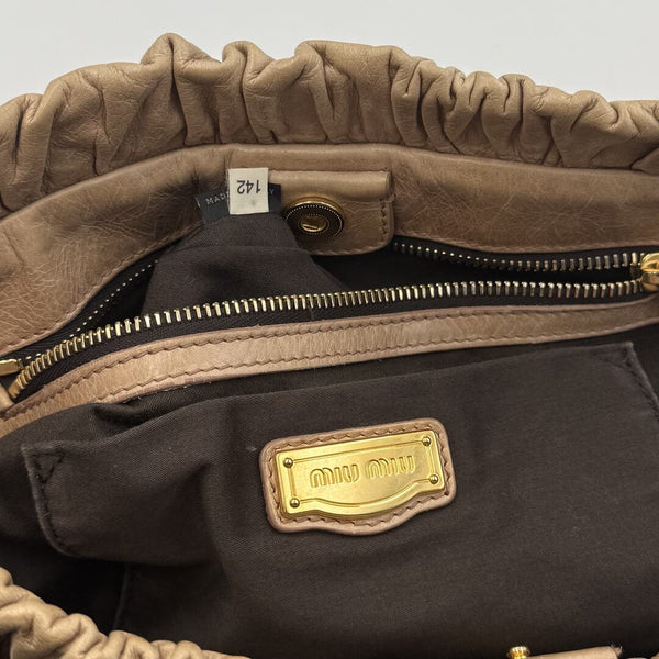 Miu Miu Vitello Beige Leather Handbag