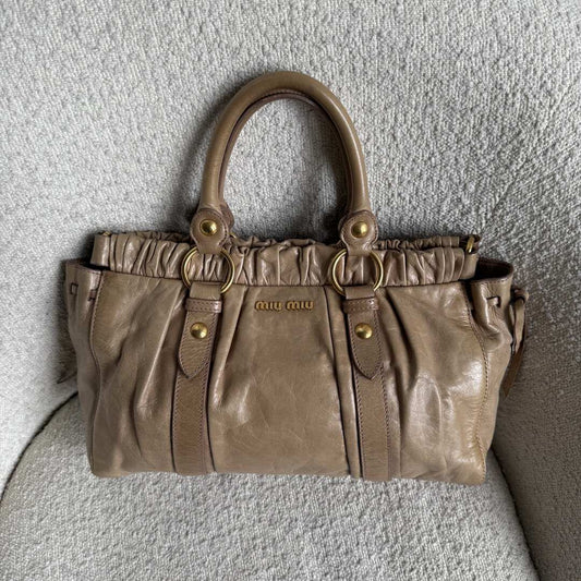 Miu Miu Vitello Beige Leather Handbag