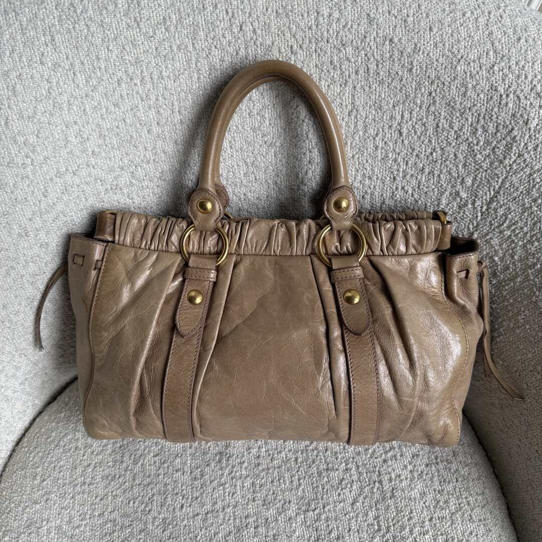 Miu Miu Vitello Beige Leather Handbag