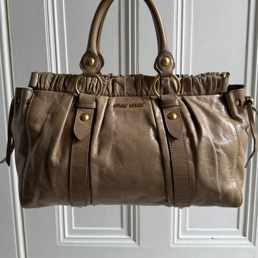 Miu Miu Vitello Beige Leather Handbag