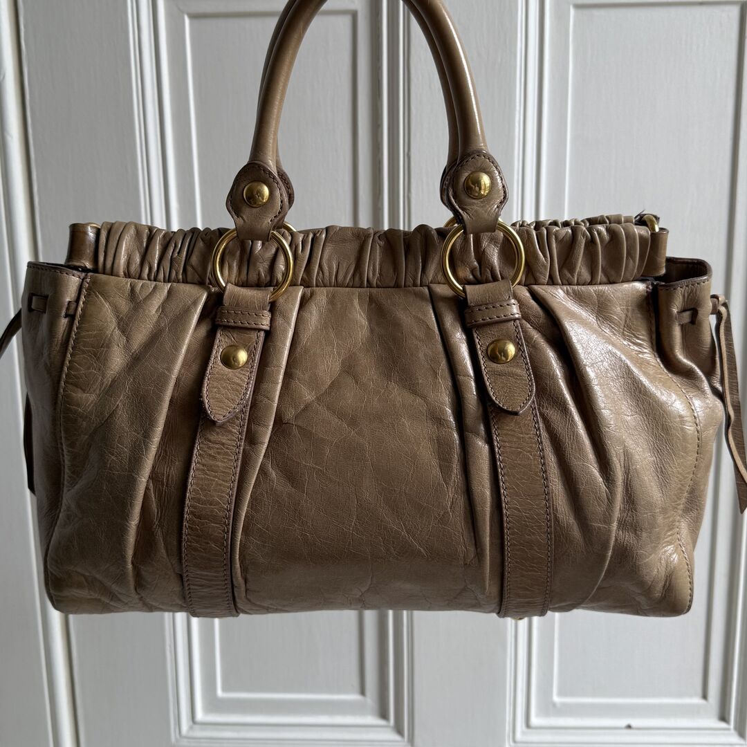 Miu Miu Vitello Beige Leather Handbag