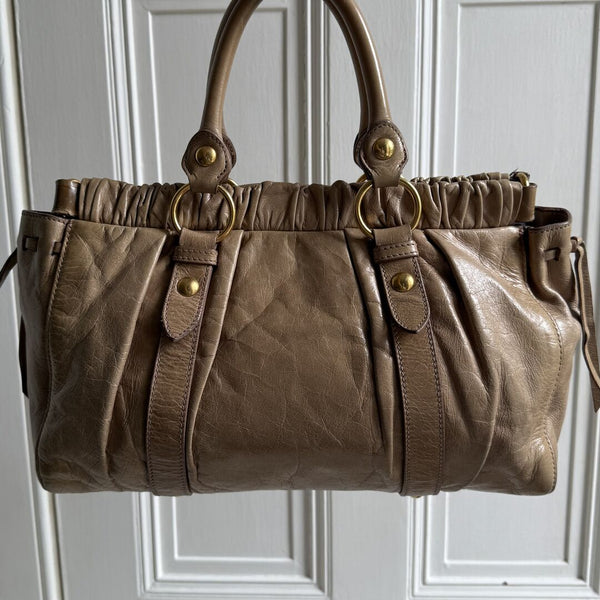 Miu Miu Vitello Beige Leather Handbag