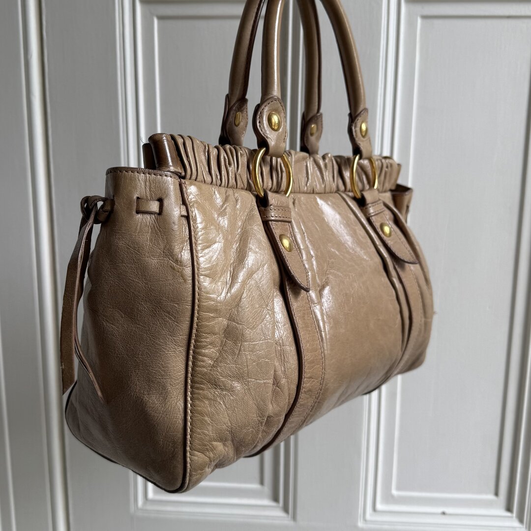 Miu Miu Vitello Beige Leather Handbag