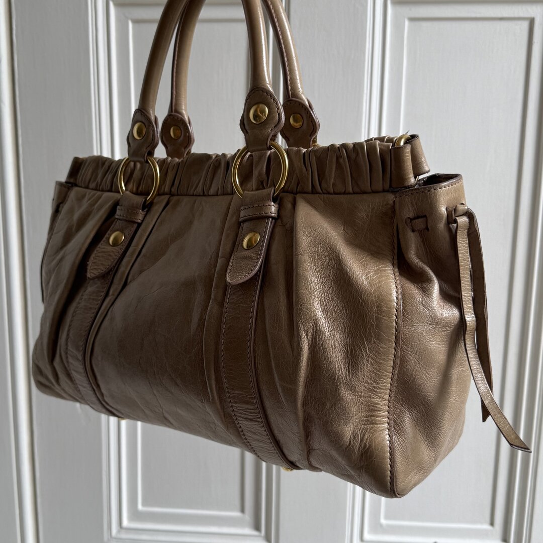 Miu Miu Vitello Beige Leather Handbag
