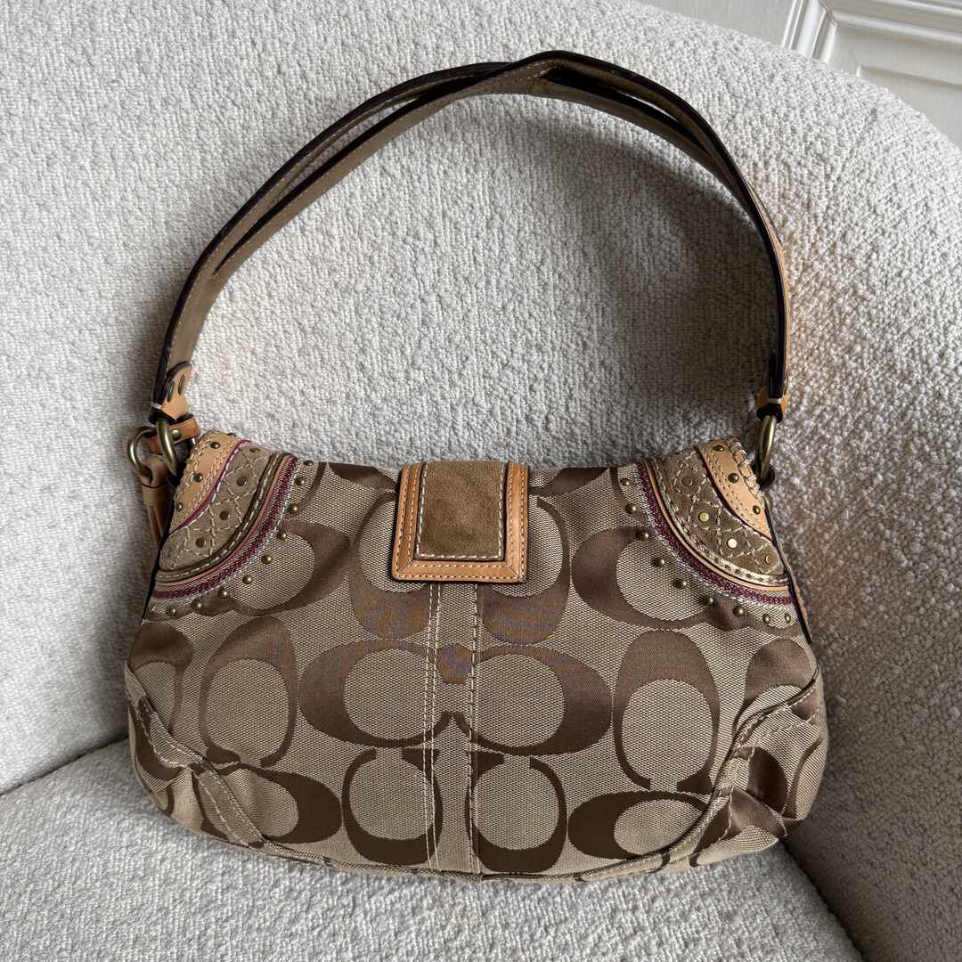 Coach Signature Soho Studded Beige Shoulder Bag