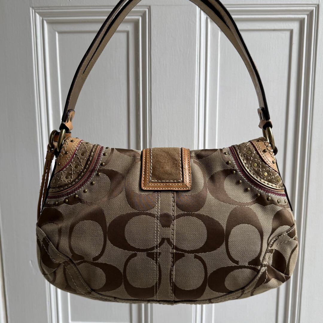Coach Signature Soho Studded Beige Shoulder Bag