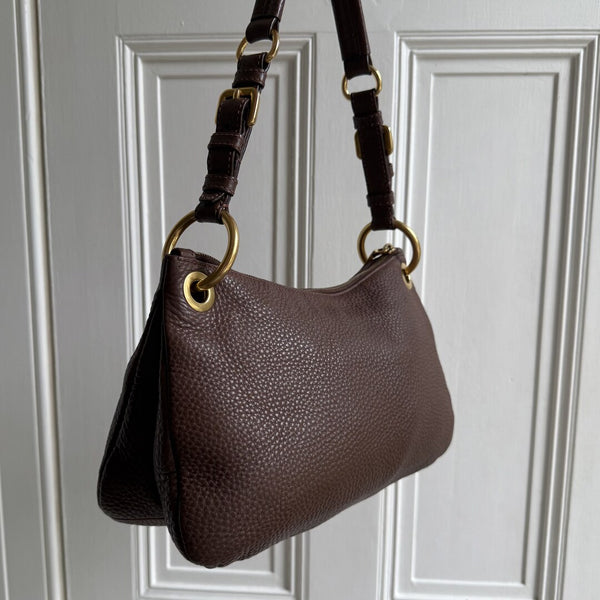 Prada Vitello Daino Leather Brown Shoulder Bag