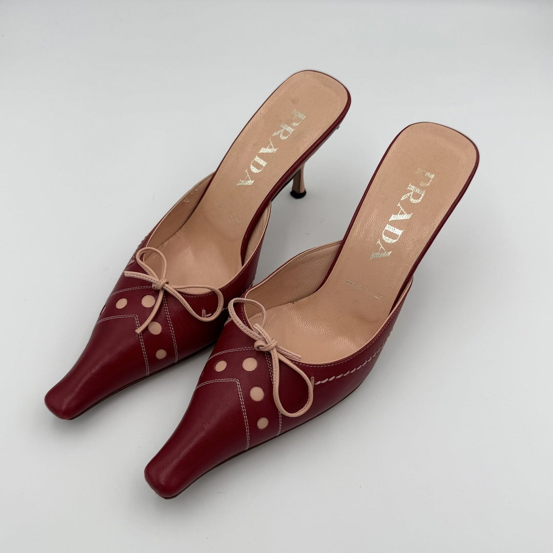 Archive Prada Red Bow Kitten Heels