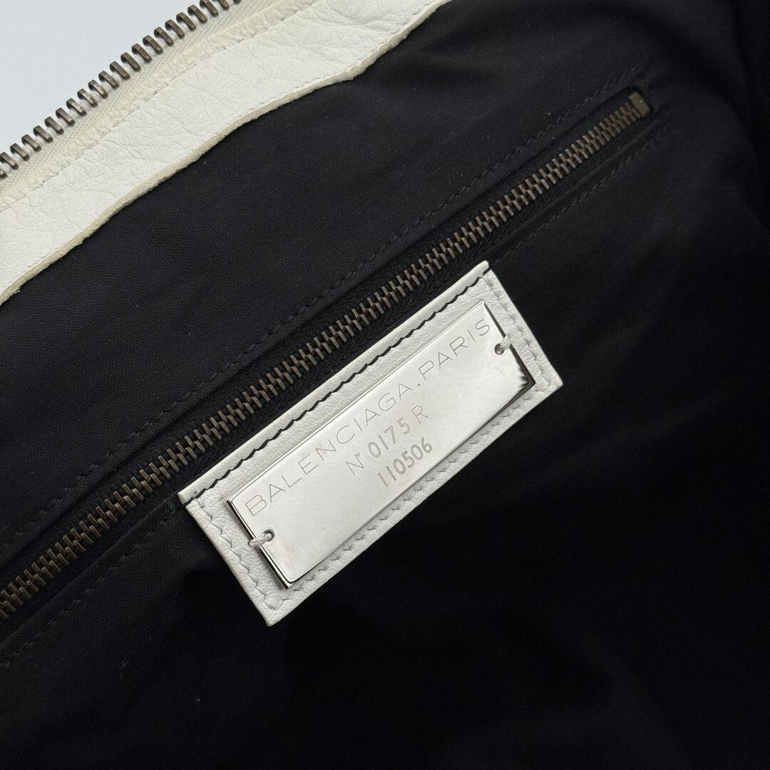 2009 Balenciaga Motocross Classic Weekender White Tote Bag